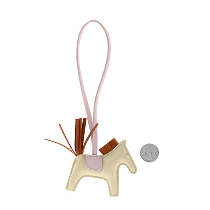 Hermes Milo Lambskin Grigri Rodeo Horse Bag Charm PM Craie Mauve Pale Gold 2 of 5