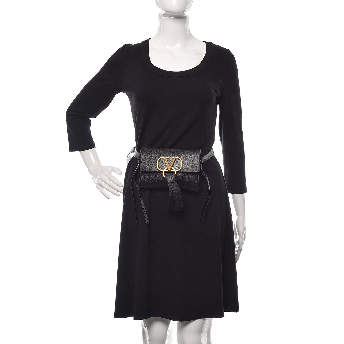 Textured Patent Calfskin VRing Belt Bag Black