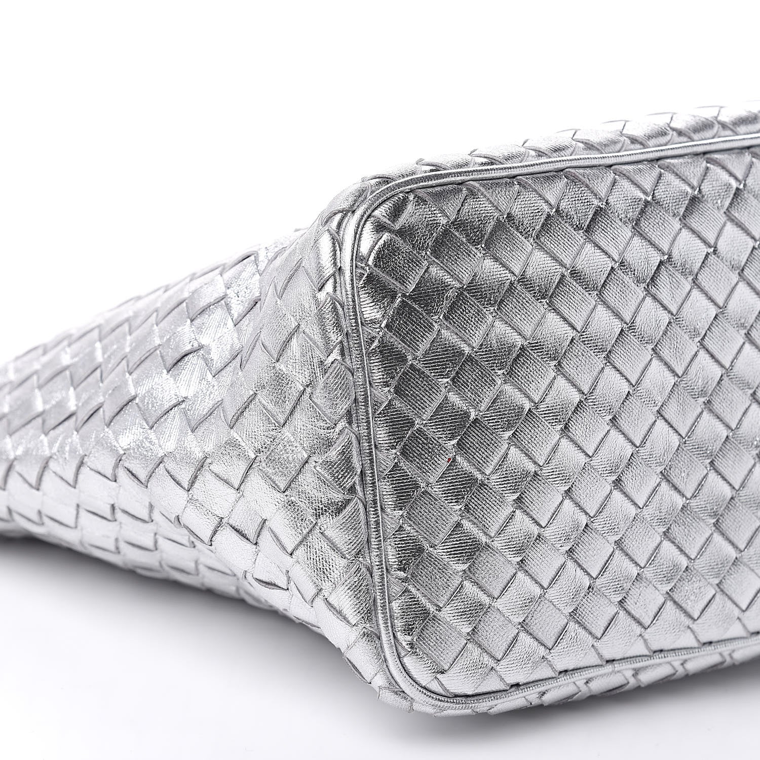 Bottega Veneta Metallic Grosgrain Intrecciato Small Shoulder Bag Silver 7 of 10