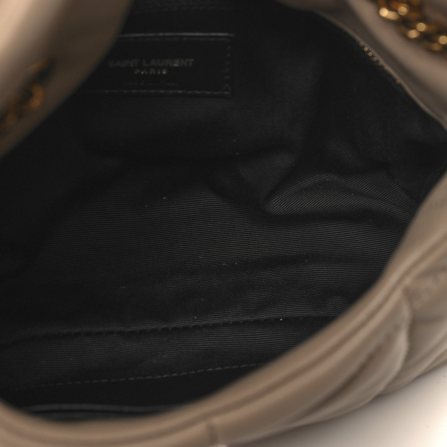 Saint Laurent Lambskin Quilted Toy Loulou Puffer Monogram Chain Satchel Dark Beige 5 of 10