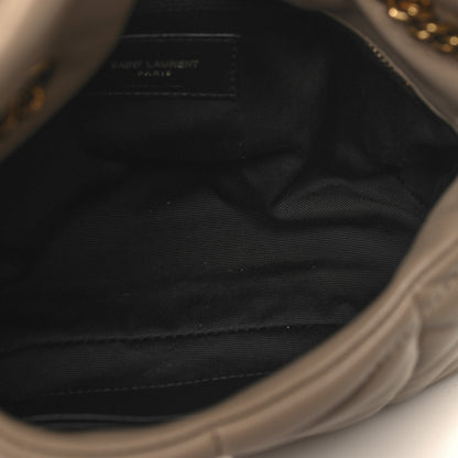 Saint Laurent Lambskin Quilted Toy Loulou Puffer Monogram Chain Satchel Dark Beige 5 of 10