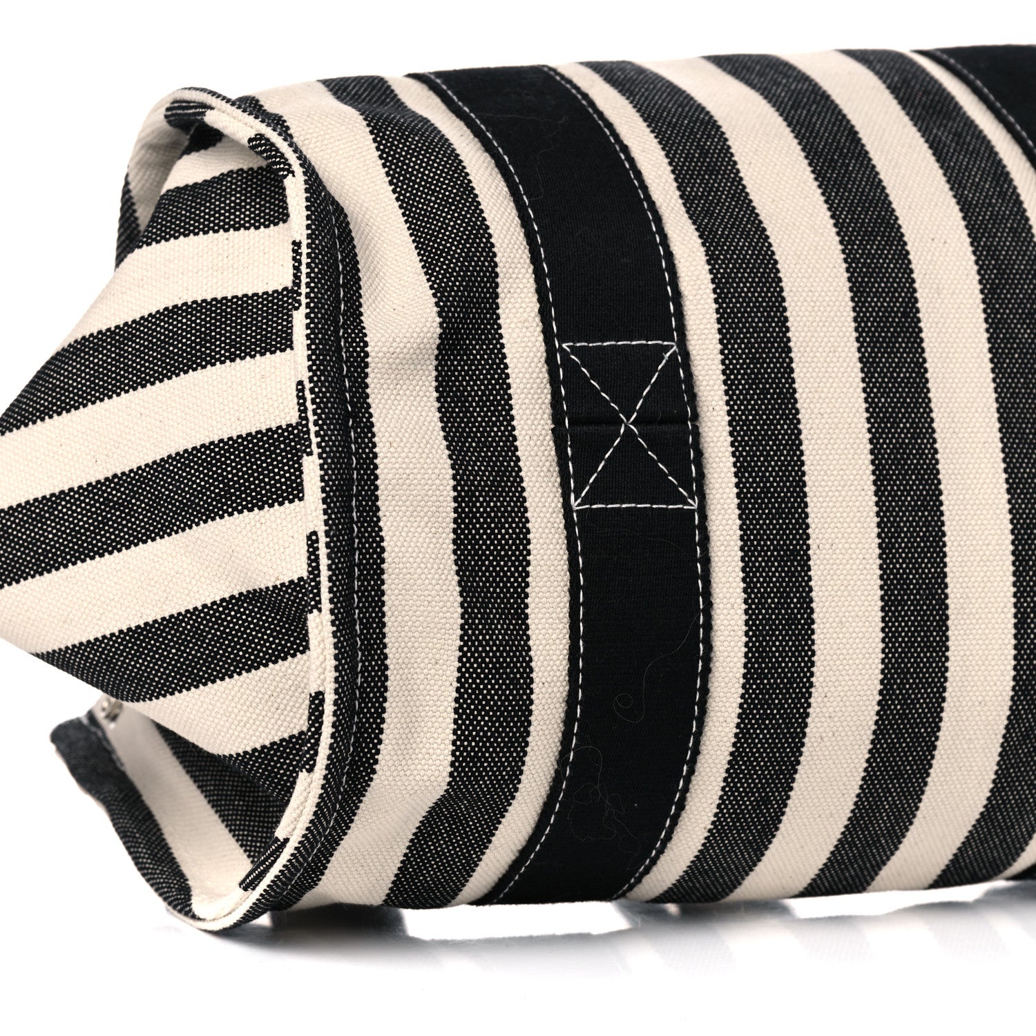 Hermes Canvas Striped Cannes Beach Bag PM Nacre Black 8 of 9