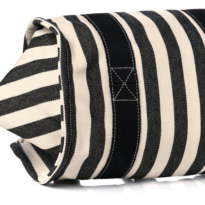 Hermes Canvas Striped Cannes Beach Bag PM Nacre Black 8 of 9