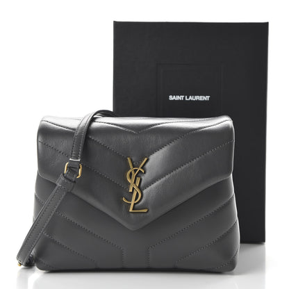 Saint Laurent Calfskin Y Quilted Monogram Toy Loulou Crossbody Bag Storm 10 of 10