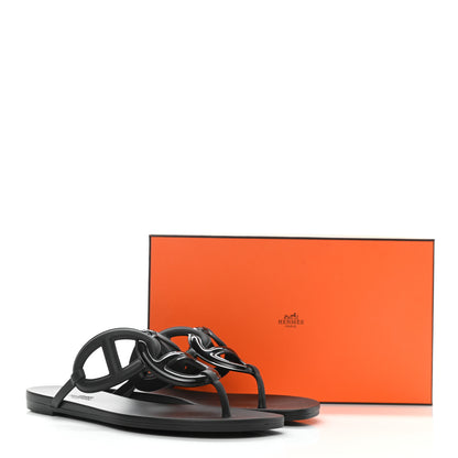 Hermes Rubber Womens Egerie Sandals 40 Black 9 of 9