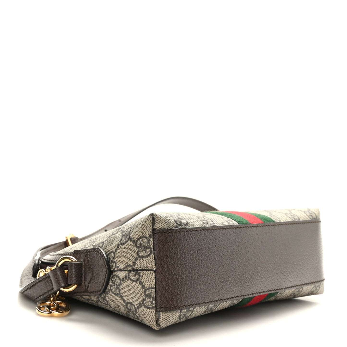 GG Supreme Monogram Textured Dollar Calfskin Web Small Ophidia Dome Shoulder Bag Beige Ebony New Acero