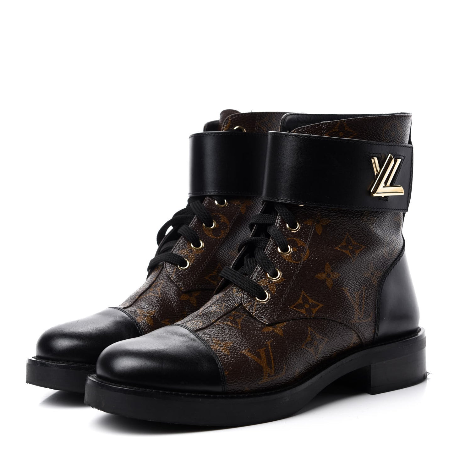 Monogram Calfskin Wonderland Flat Ranger Boots 38 Black