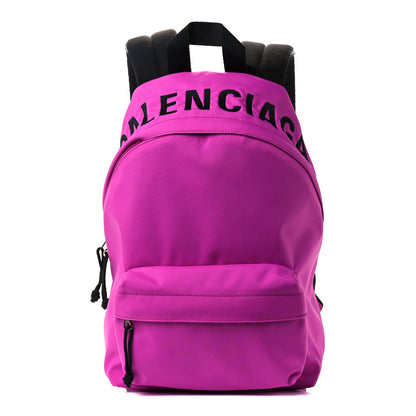 Balenciaga Sport Nylon Logo Embroidered S Wheel Backpack Fuchsia Black 1 of 11