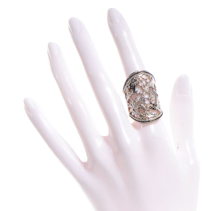 Chanel Filigree CC Cocktail Ring Silver 2 of 5