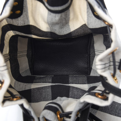 Burberry Canvas House Check Small Bucket Black White 6 of 12