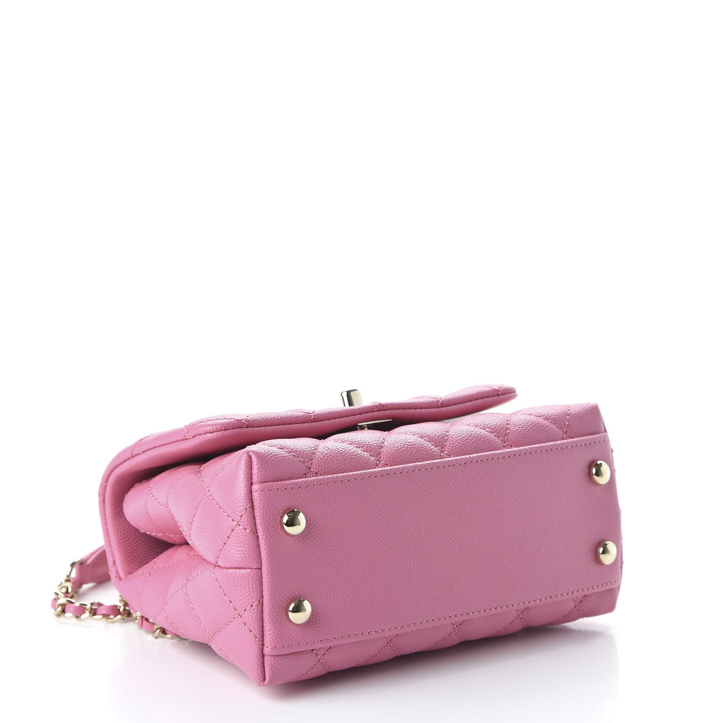 Caviar Quilted Lizard Embossed Extra Mini Coco Handle Flap Pink