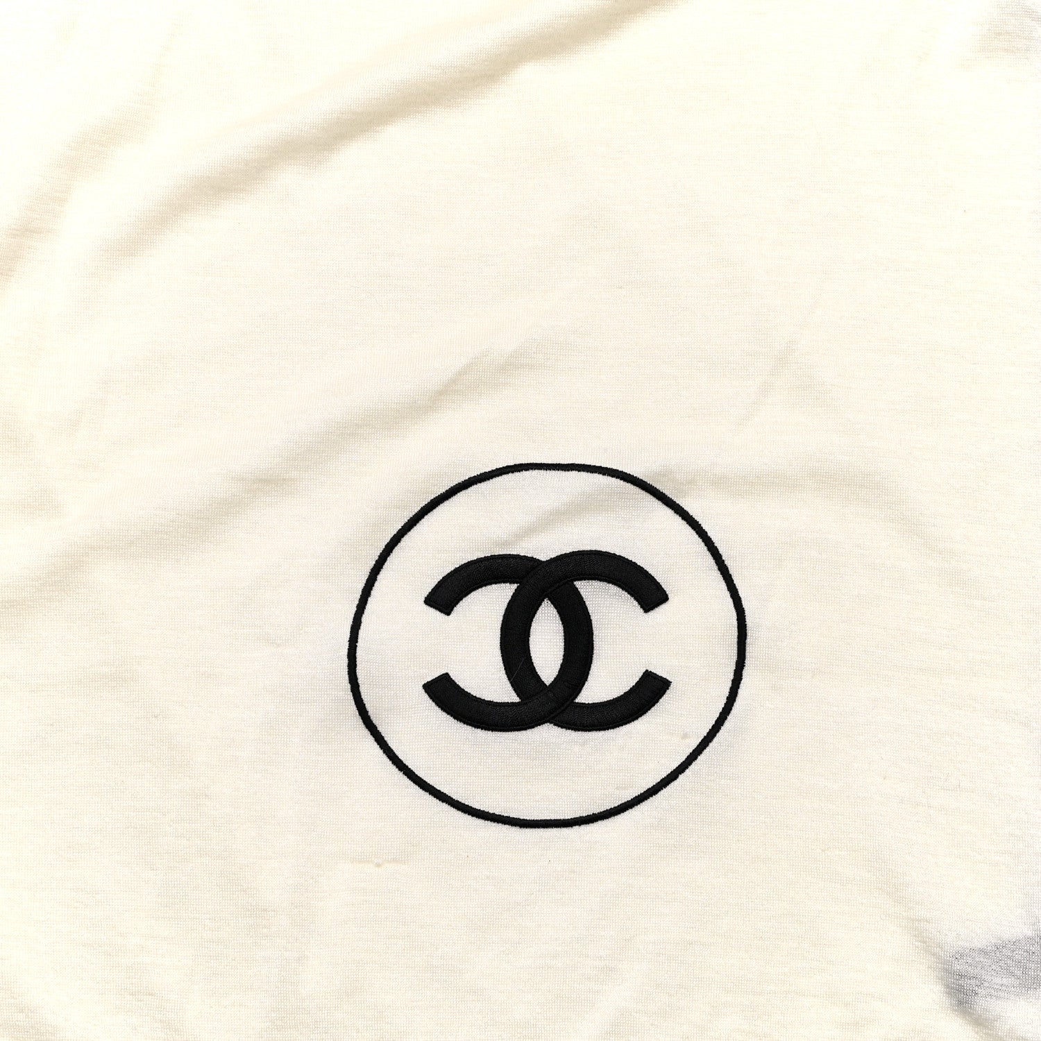 Chanel Cashmere Silk CC Scarf White Black 3 of 4