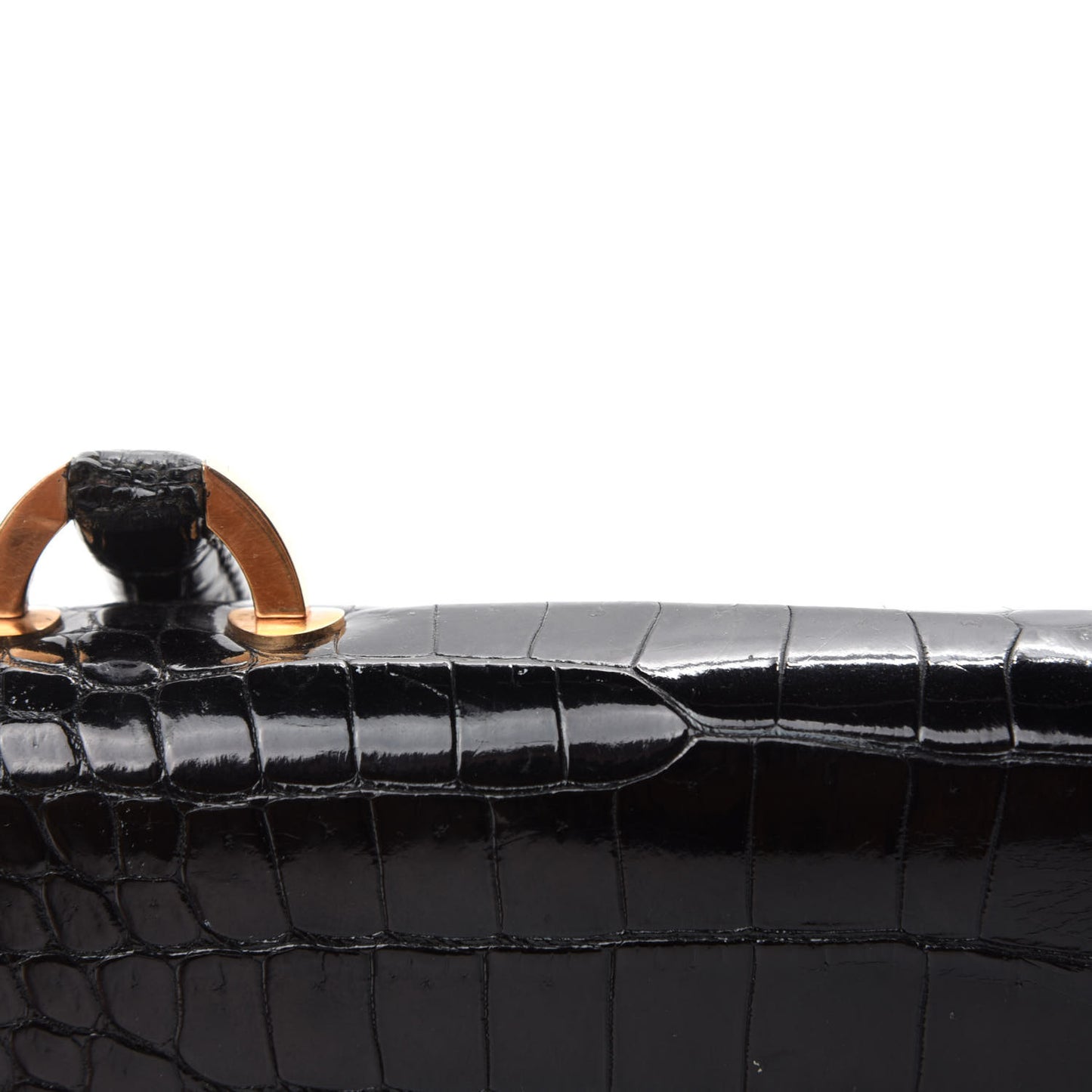 Shiny Porosus Crocodile Sac Boutonniere Black