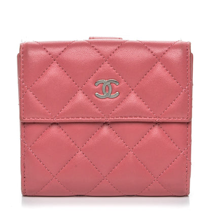 Chanel Lambskin Quilted Compact French Flap Wallet Pink 1 of 8