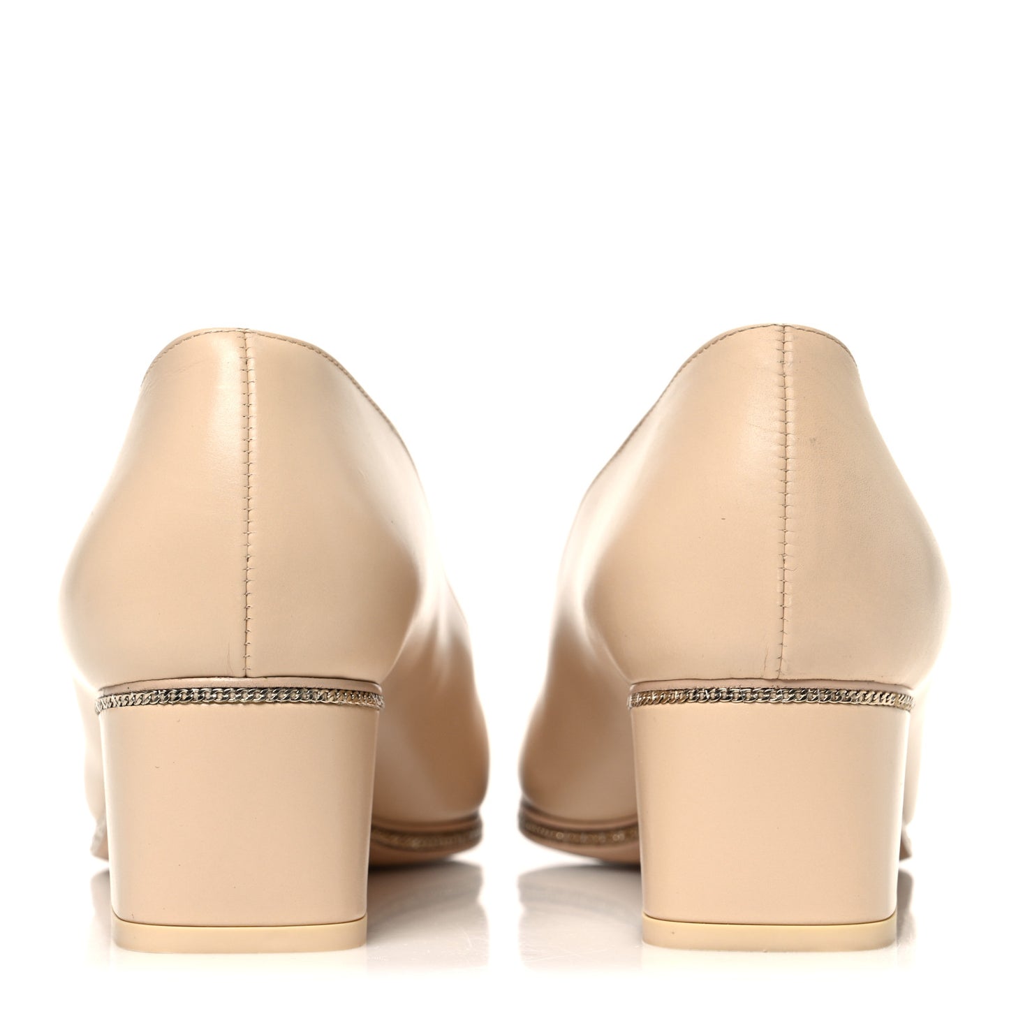 Calfskin Patent Cap Toe CC Pumps 39.5 Light Beige Black
