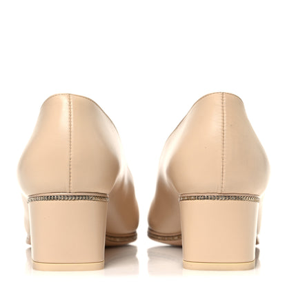 Chanel Calfskin Patent Cap Toe CC Pumps 39.5 Light Beige Black 6 of 12
