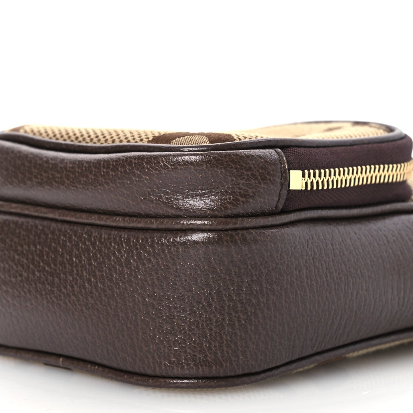 Monogram Jumbo GG Textured Dollar Calfskin Web Shoulder Bag Camel Ebony New Acero