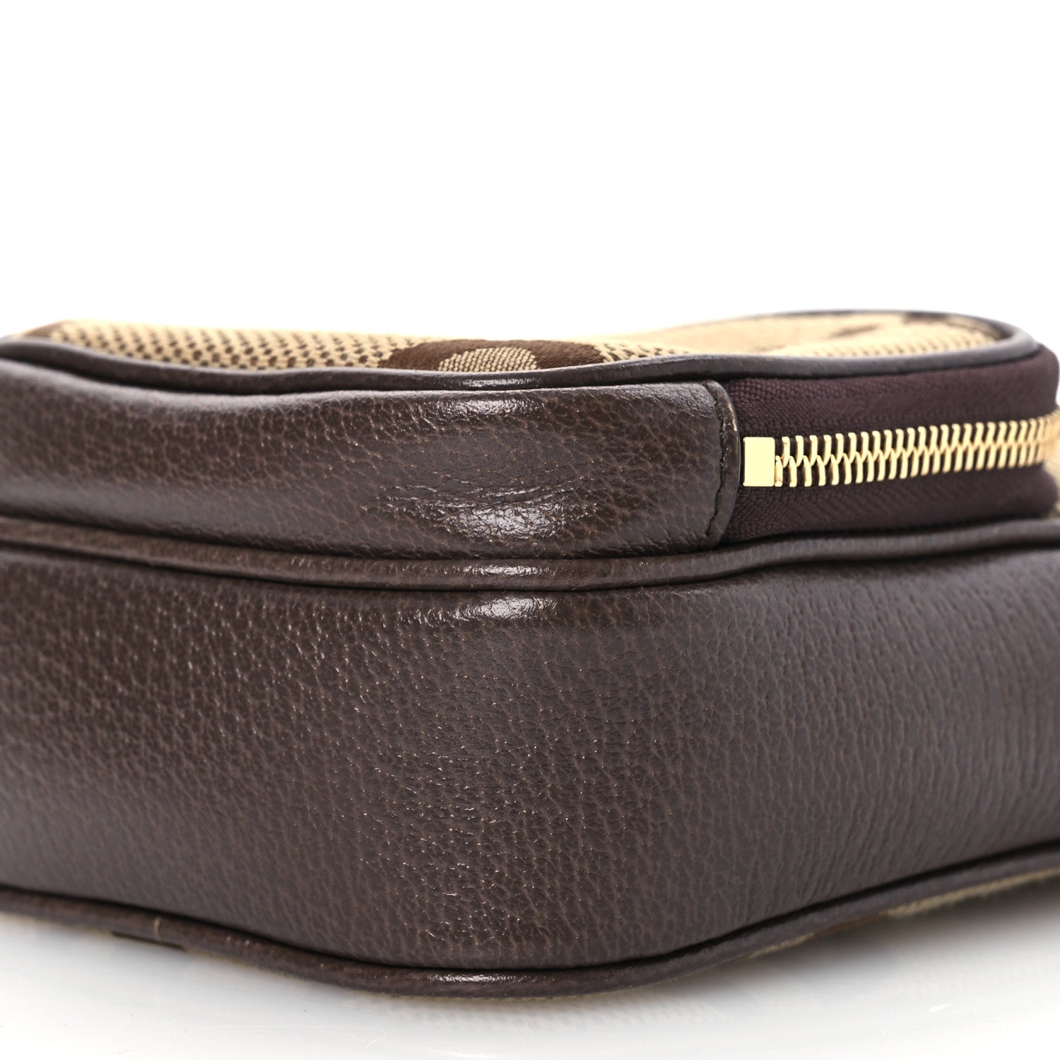 Gucci Monogram Jumbo GG Textured Dollar Calfskin Web Shoulder Bag Camel Ebony New Acero 10 of 11