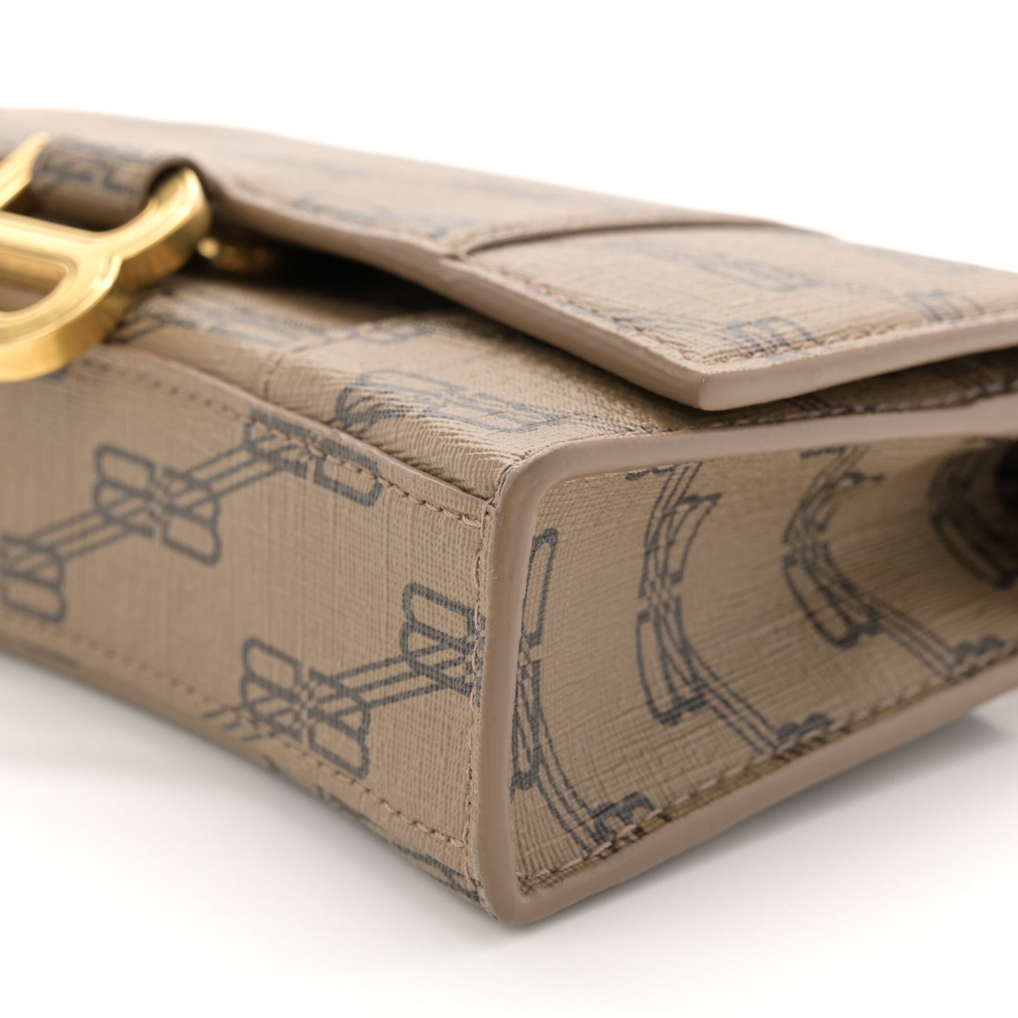 Coated Canvas BB Monogram Hourglass Chain Bag Beige Brown