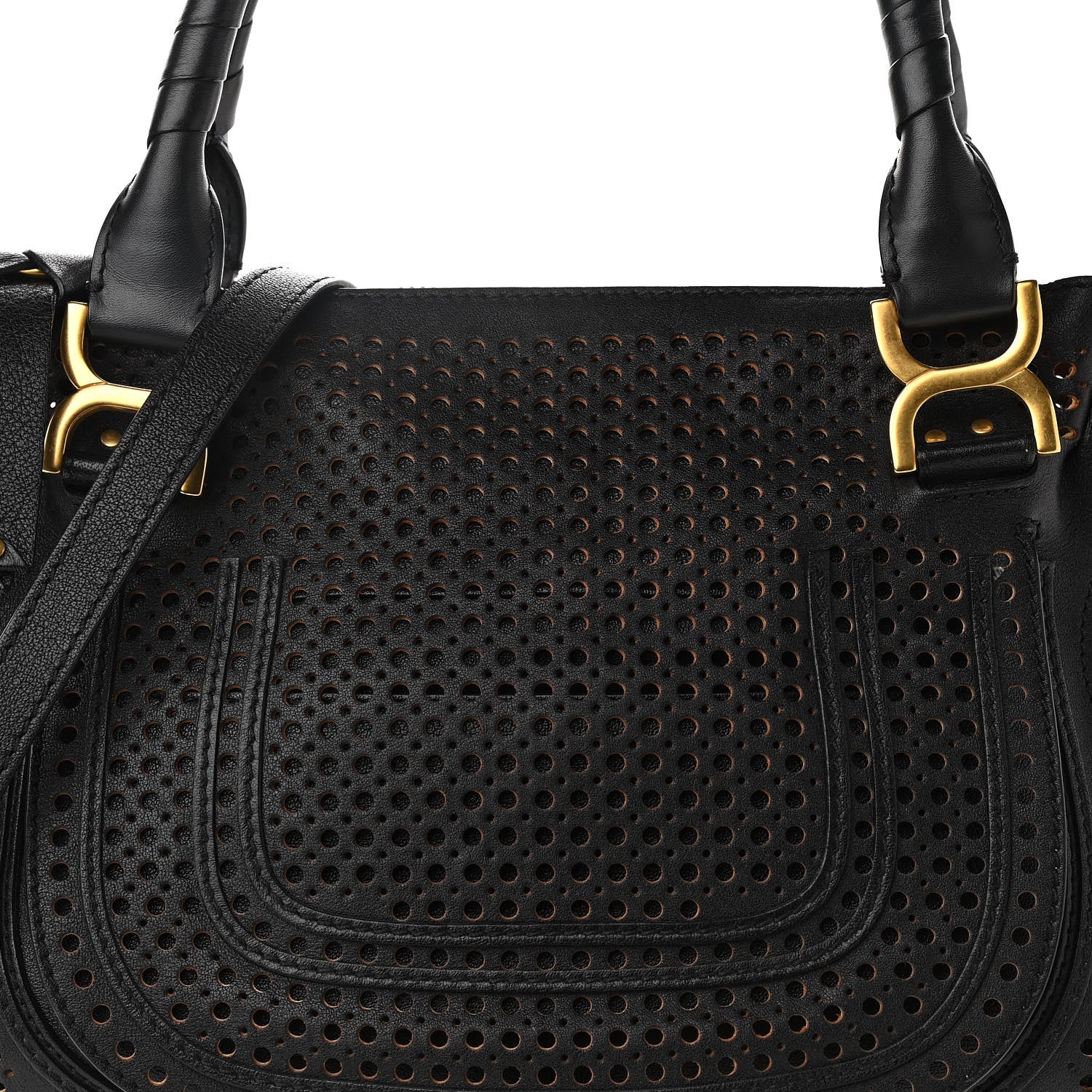 Chloe Calfskin Perforated Medium Marcie Satchel Black 7 of 14