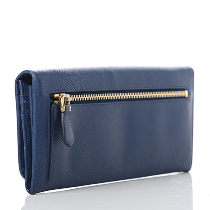 Prada Saffiano Metal Continental Flap Wallet Bleuette 3 of 9