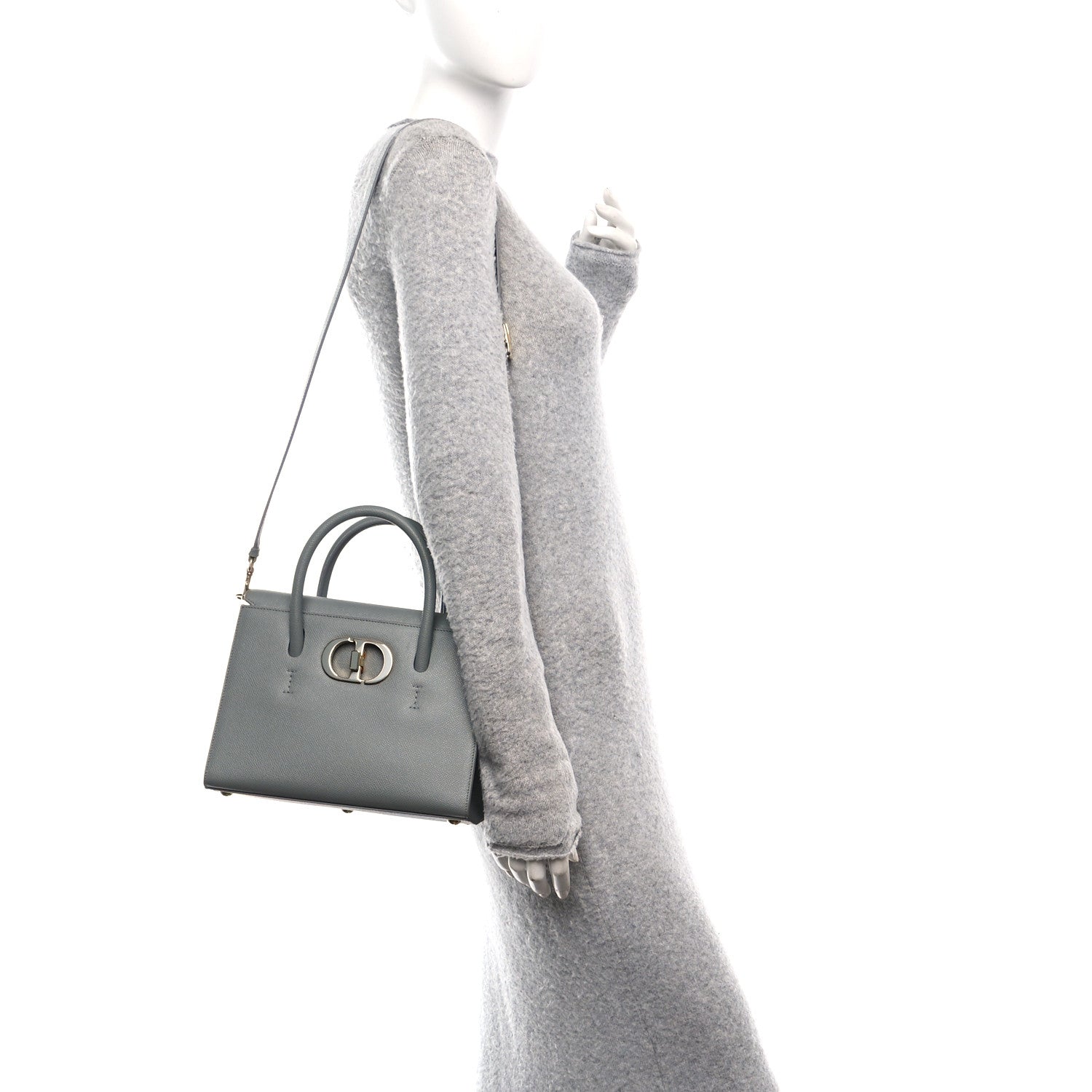 Christian Dior Grained Calfskin Medium St. Honore Tote Cloud Blue 2 of 9