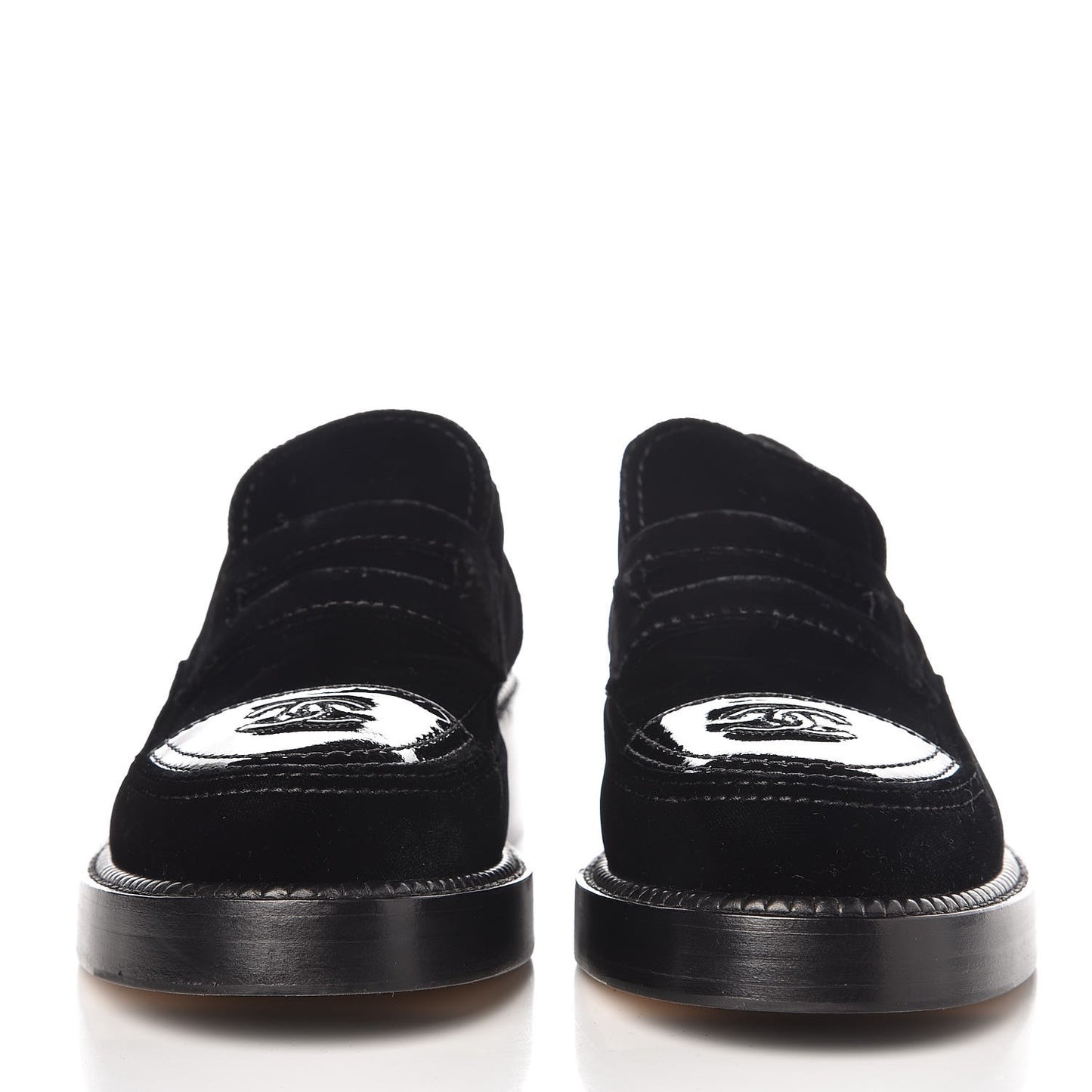 Velvet Patent Mocassin Loafers 40 Black