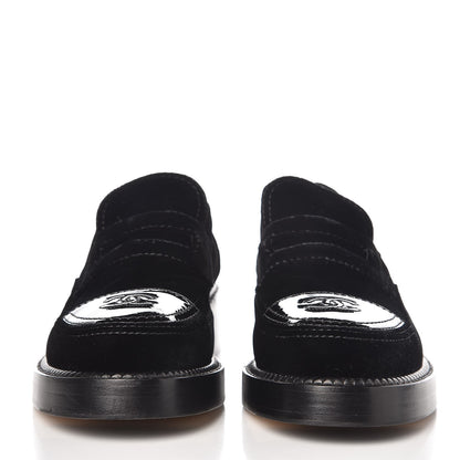 Chanel Velvet Patent Mocassin Loafers 40 Black 3 of 9