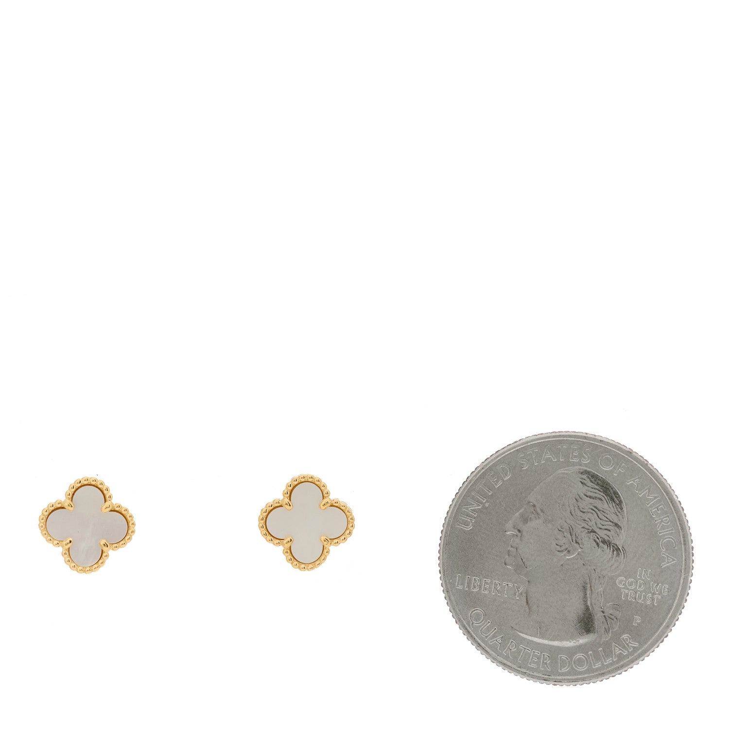 Van Cleef & Arpels 18K Yellow Gold Mother of Pearl Sweet Alhambra Earrings 2 of 5