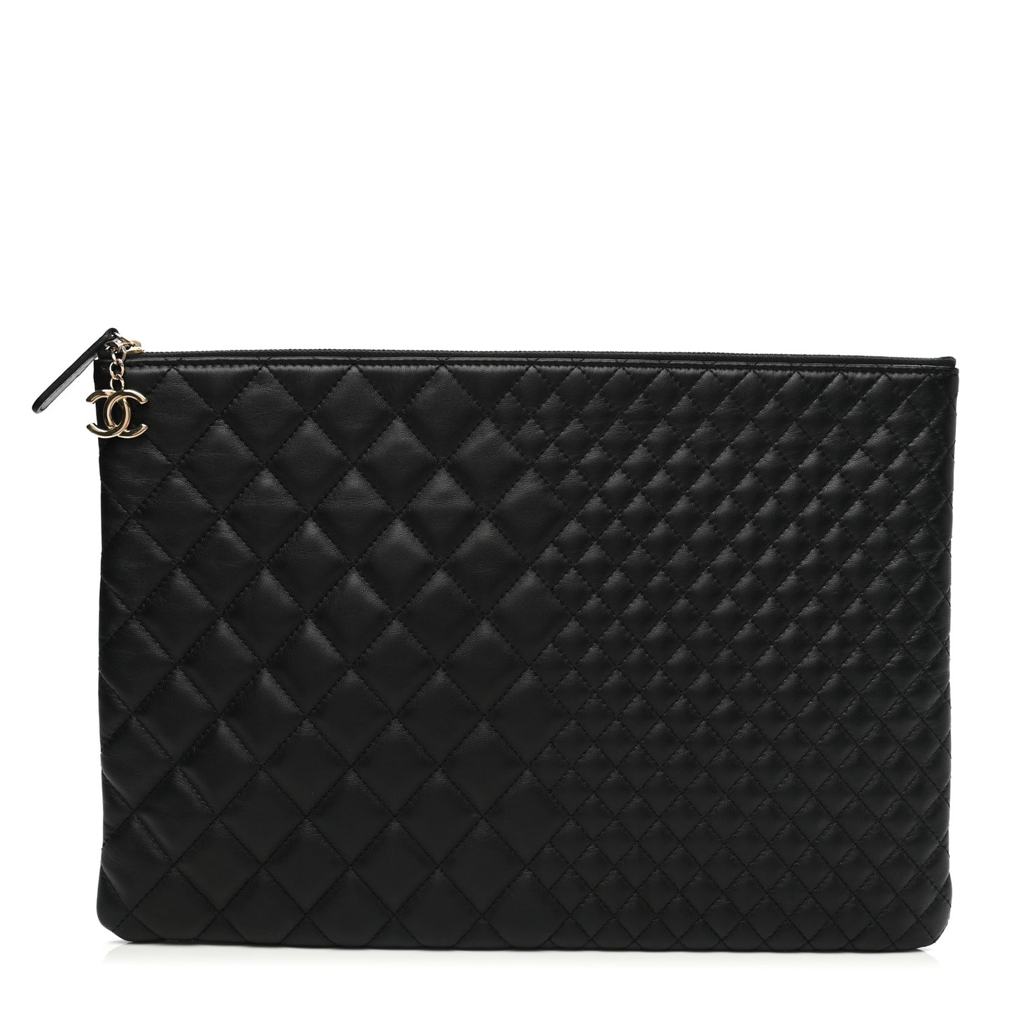 Lambskin Bi Quilted Large Cosmetic Case Black