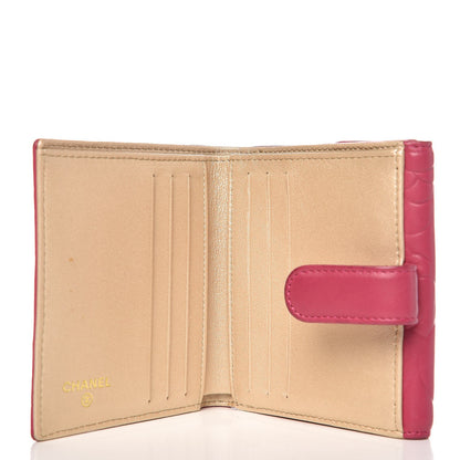 Chanel Lambskin Embossed Camellia French Wallet Fuchsia 6 of 12