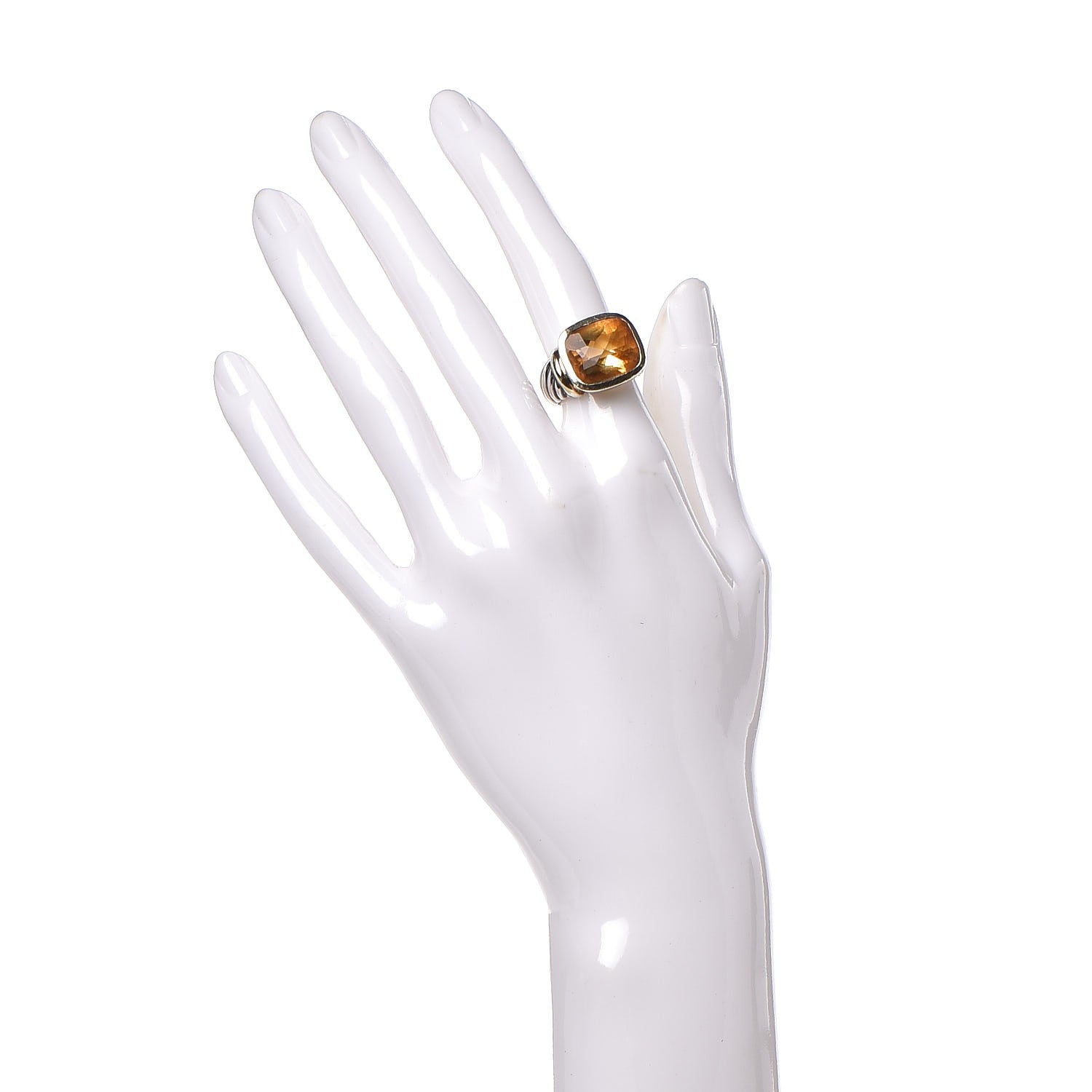 David Yurman Sterling Silver 14K Yellow Gold Citrine 14mm Noblesse Ring 50 5.5 2 of 7