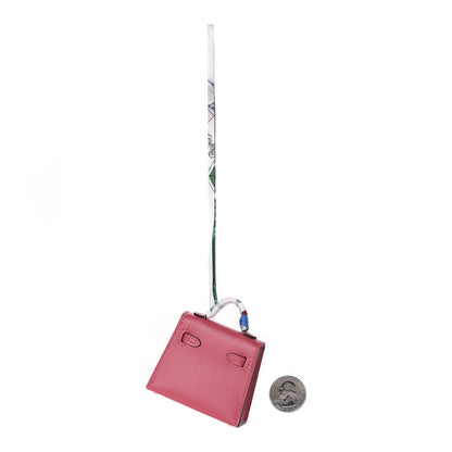 Hermes Tadelakt Mini Kelly Twilly Bag Charm Rose Lipstick 2 of 6