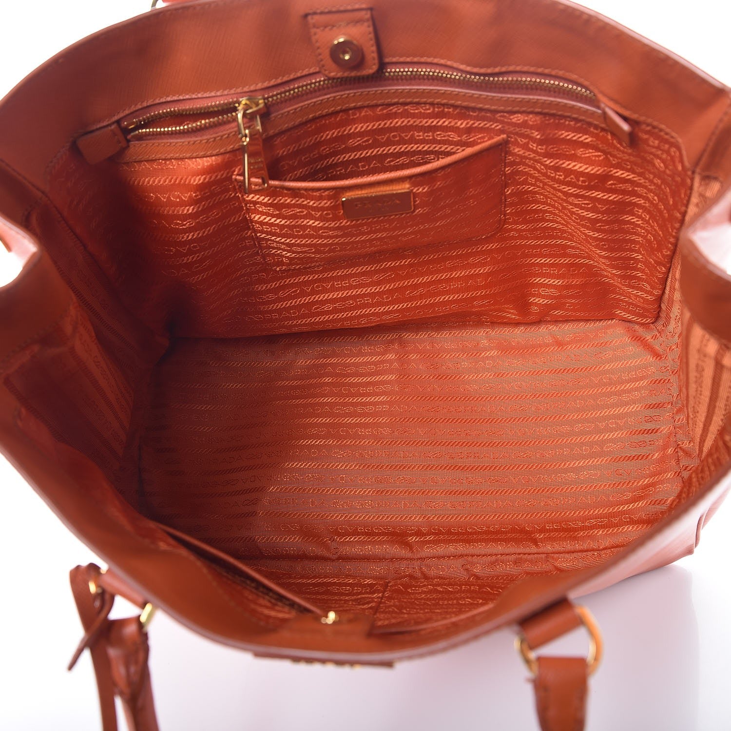 Prada Saffiano Lux Large Tote Papaya 5 of 11
