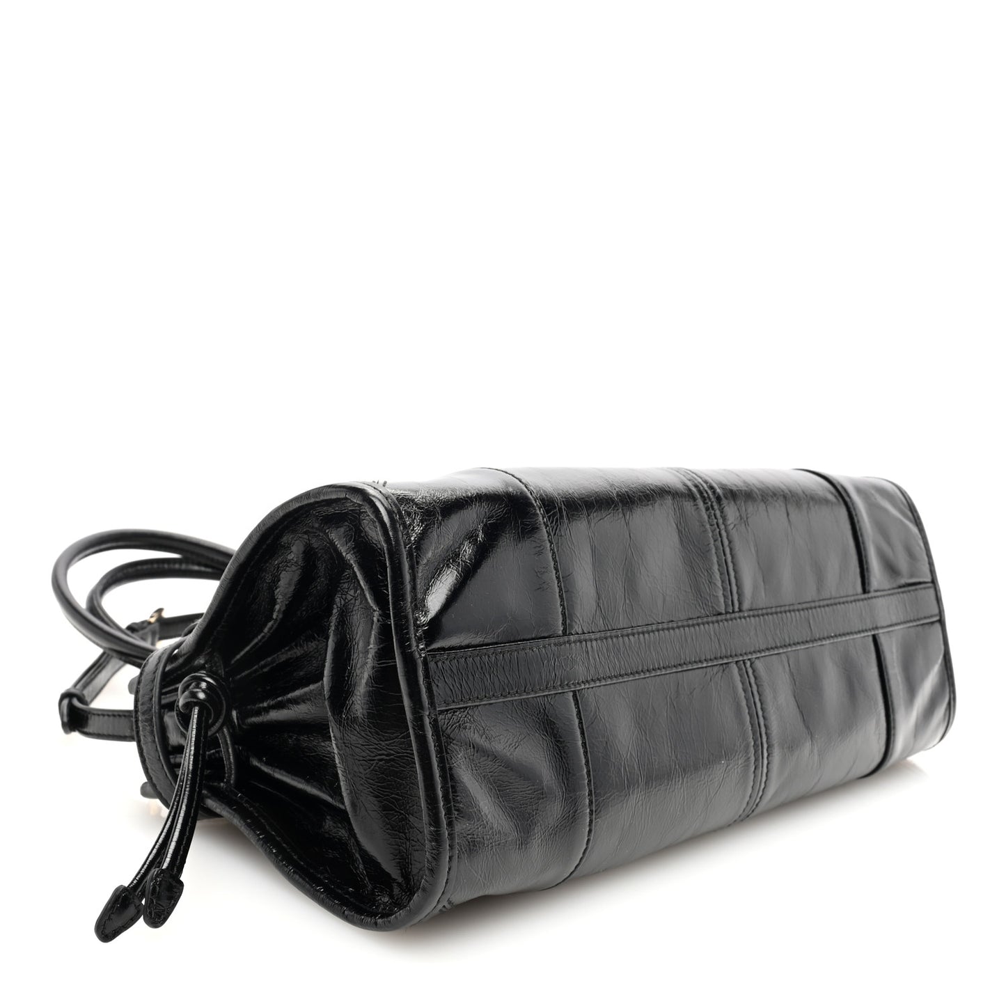Shiny Nappa Medium Shoulder Bag Black