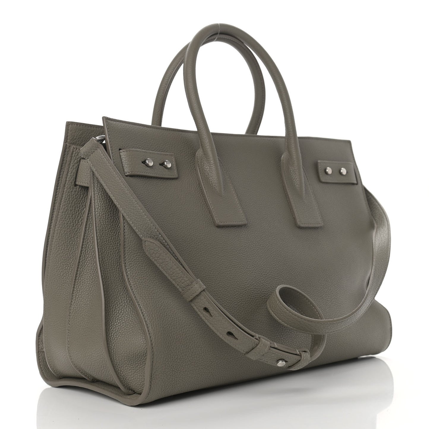 Grained Calfskin Medium Supple Sac De Jour Kaki Militaire