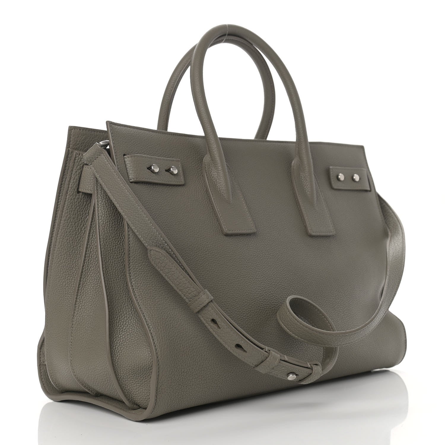 Saint Laurent Grained Calfskin Medium Supple Sac De Jour Kaki Militaire 2 of 13