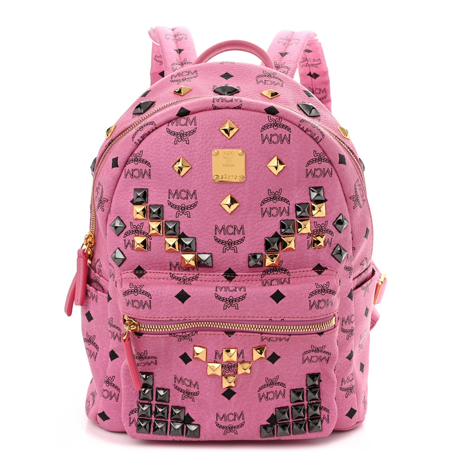 MCM Visetos Studded Small Stark M Backpack Pink 1 of 10