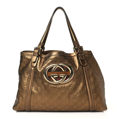 Gucci Metallic Guccissima Medium Britt Tote Gold 1 of 11
