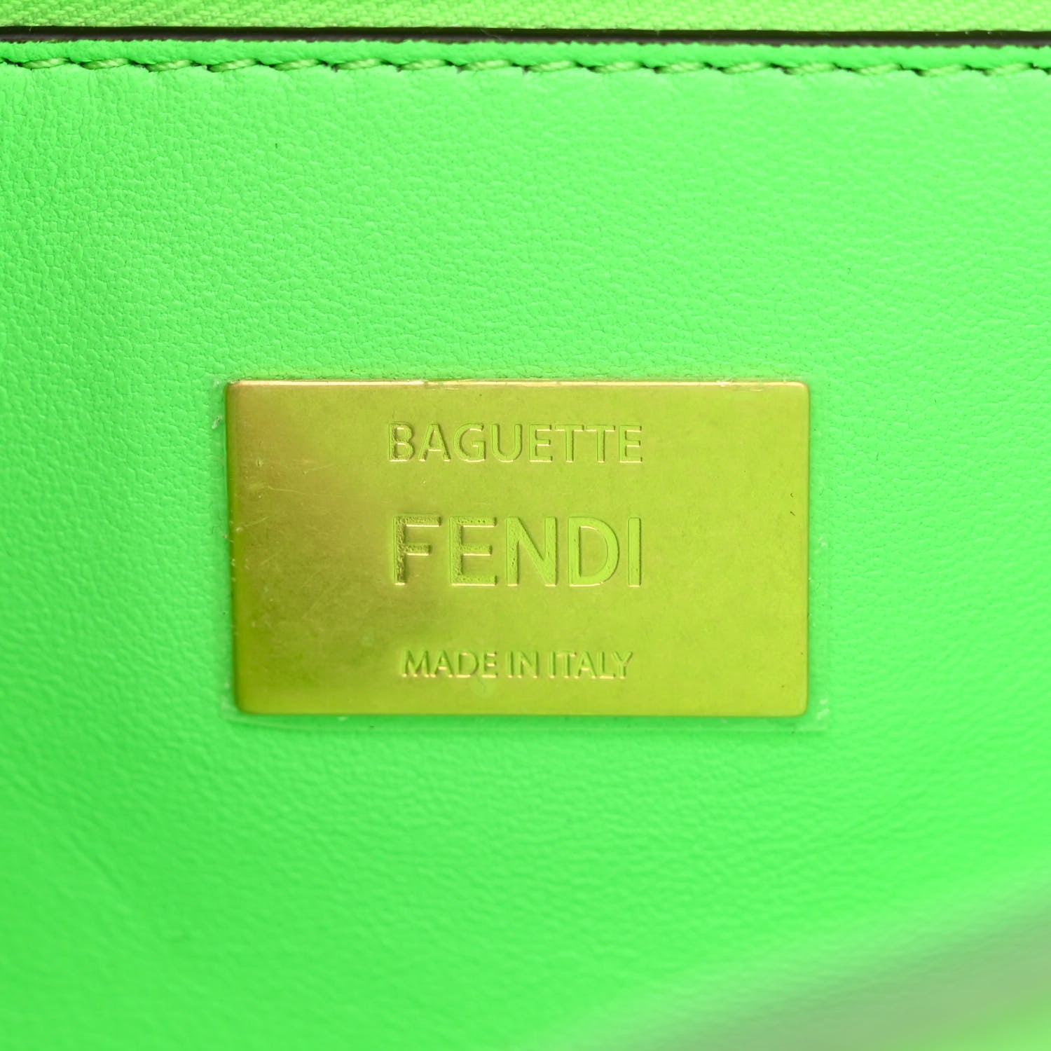 Fendi Nappa Small FF Embossed Midi Chain Baguette Edamame 6 of 10