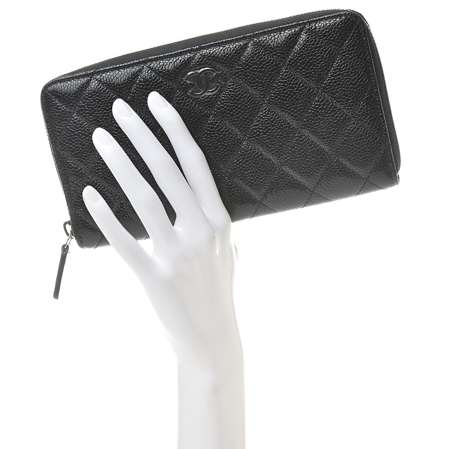 Chanel Caviar Quilted Large Gusset Zip Around Wallet Black 2 of 10