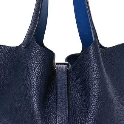 Hermes Taurillon Clemence Swift Eclat Picotin Lock 22 MM Bleu Nuit Bleu Zellige 8 of 10