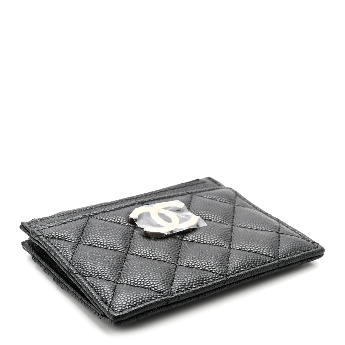 Caviar Quilted Textured CC Zip Card Holder Black