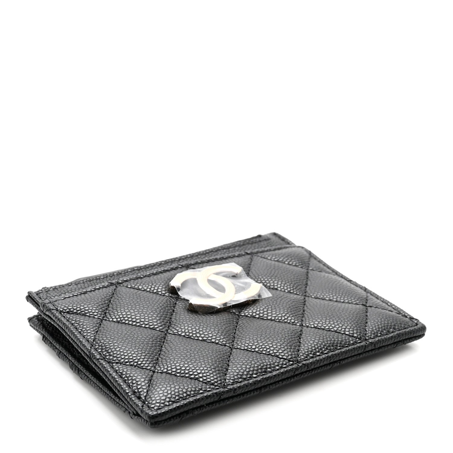 Chanel Caviar Quilted Textured CC Zip Card Holder Black 4 of 7