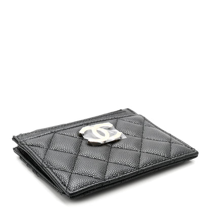 Chanel Caviar Quilted Textured CC Zip Card Holder Black 4 of 7