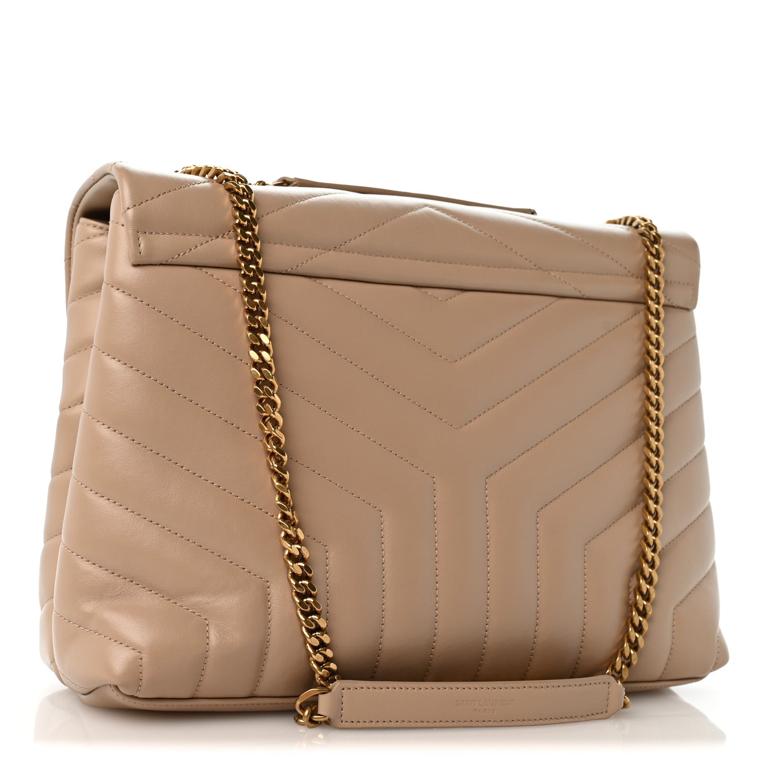Saint Laurent Calfskin Y Quilted Monogram Medium Loulou Chain Satchel Dark Beige 3 of 10