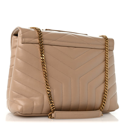 Saint Laurent Calfskin Y Quilted Monogram Medium Loulou Chain Satchel Dark Beige 3 of 10