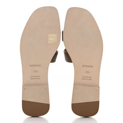 Hermes Epsom Oran Sandals 39.5 Etoupe 10 of 10