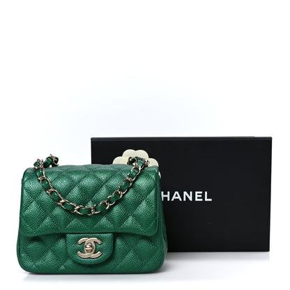 Chanel Metallic Caviar Quilted Mini Square Flap Green 11 of 11