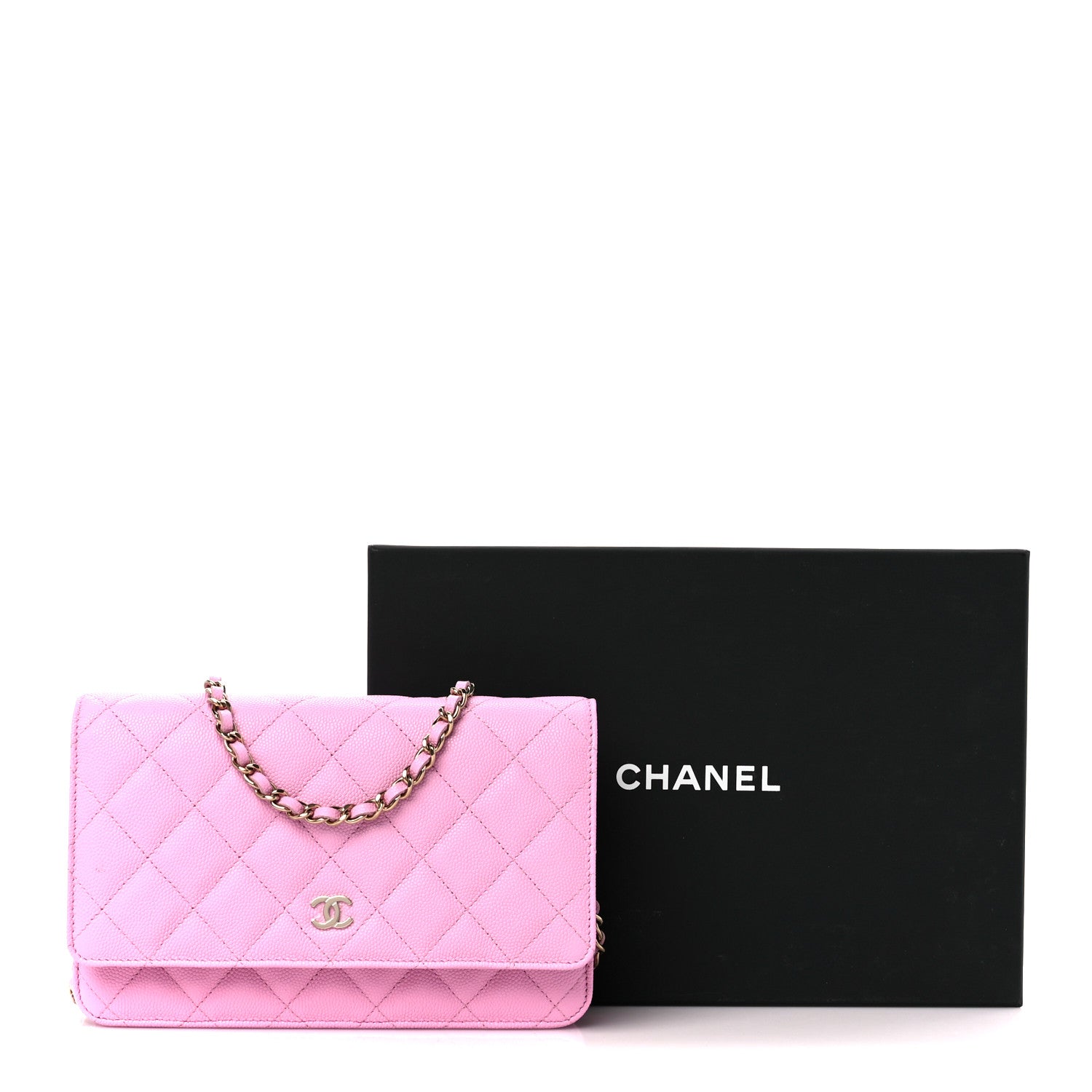 Chanel Caviar Quilted Wallet on Chain WOC Lilac 2 of 12